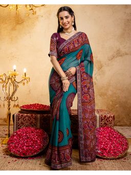 SATRANI - Wine Georgette Paisley Saree with Unstitched Blouse