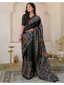 SATRANI - Green Silk Paisley Saree with Unstitched Blouse