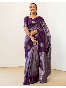 SATRANI - Mauve Silk Woven Saree with Unstitched Blouse