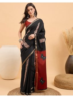 SATRANI - Black Silk Woven Saree with Unstitched Blouse