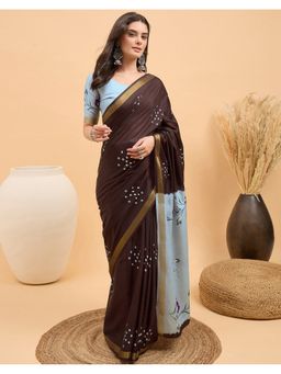 SATRANI - Brown Silk Woven Saree with Unstitched Blouse