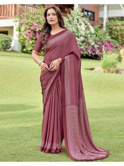 SATRANI - Pink Printed Saree with Unstitched Blouse