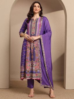 Libas - Purple Printed Kurta with Pant and Dupatta