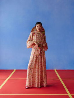 Uri by Mrunalini Rao - Eden Orange Maxi Dress (Set of 2)