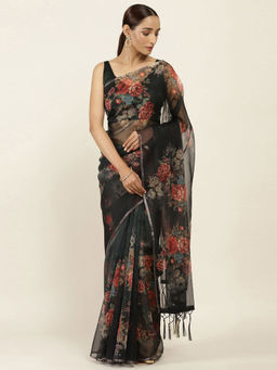 Soch - Printed Art Silk Saree with Unstitched Blouse