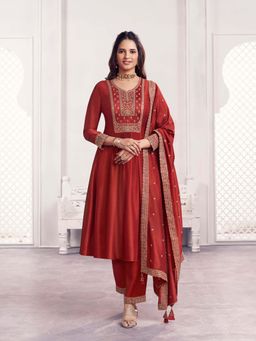 Seerat - Maroon Embroidery Kurta Pant with Dupatta