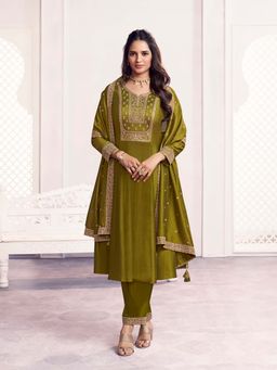 Seerat - Olive Embroidery Kurta Pant with Dupatta