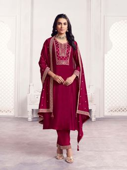 Seerat - Pink Embroidery Kurta Pant with Dupatta