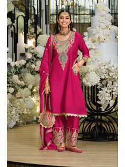 Autumnlane - Areesa Pink Full Work Heavy Kurta Pant and Dupatta