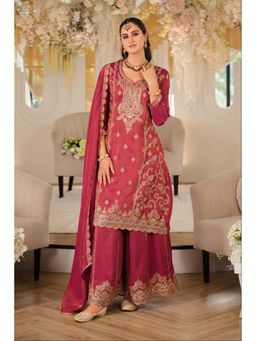 Autumnlane - Areesa Pink Full Work Kurta Pant and Dupatta