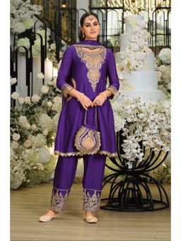 Autumnlane - Areesa Purple Full Work Heavy Kurta Pant and Dupatta