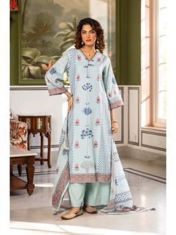 Autumnlane - Kamli Sky Cotton Kurta Palazzo and Dupatta