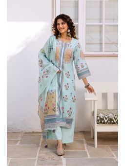 Autumnlane - Kamli Soft Blue Cotton Kurta Palazzo and Dupatta