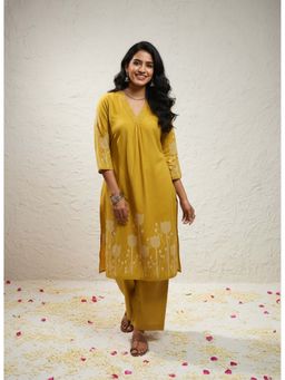Autumnlane - Krystle Mustard Printed Kurta and Pant