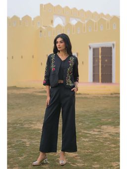 Autumnlane - Mayri Sable Embroidery Jacket Cotton Top and Pant
