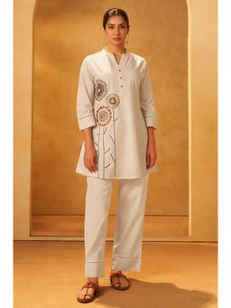 Autumnlane - Rashtra Dove Embroidery Cotton Co-Ord Set