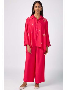 Silver Lime - Women Pink Embroidered Shirt and Pant