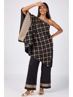 Silver Lime - One-Shoulder Brocade Kaftan and Pant