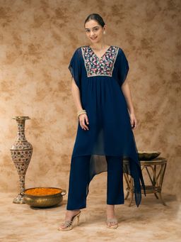 Silver Lime - Embroidered Yoke Kaftan Inner and Pant
