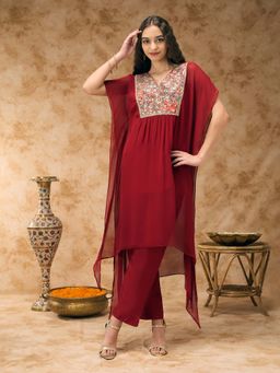 Silver Lime - Embroidered Yoke Kaftan Inner and Pant