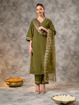 Silver Lime - Green Kurta Pant and Dupatta