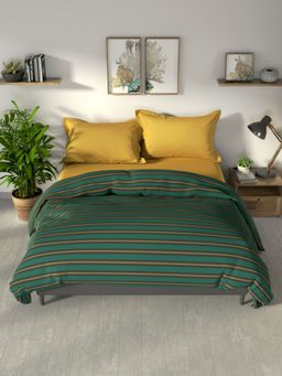 Nautica - 100% Premium Cotton Fabric Comforter For All Weather - Checks-Green (Queen)