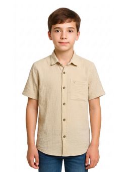 CAVIO - Beige Boys Half Sleeves Textured Casual Shirt