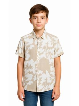CAVIO - Cream Boys Half Sleeves Floral Printed Casual Shirt