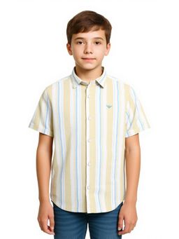 CAVIO - Multi-Colour Boys Half Sleeves Striped Casual Shirt