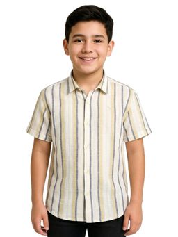 CAVIO - Yellow Boys Half Sleeves Striped Casual Shirt
