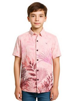 CAVIO - Pink Boys Half Sleeves Tropical Printed Casual Shirt