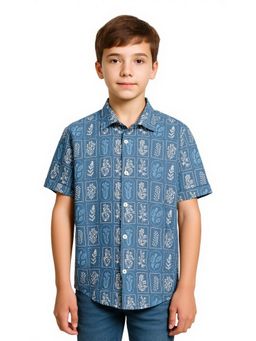 CAVIO - Blue Boys Half Sleeves All-Over Printed Casual Shirt