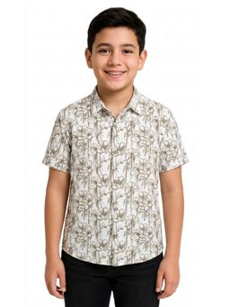 CAVIO - Olive Boys Half Sleeves Floral Printed Casual Shirt