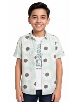 CAVIO - Green Boys Half Sleeves Floral Printed Casual Shirt with T-Shirt