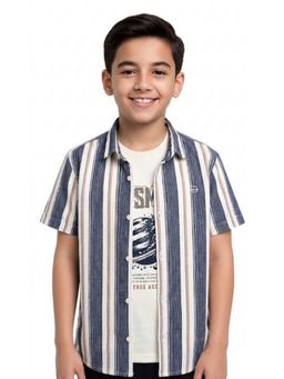 CAVIO - Multi-Colour Boys Half Sleeves Striped Casual Shirt with T-Shirt