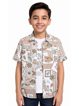 CAVIO - Brown Boys Half Sleeves Printed Casual Shirt with T-Shirt