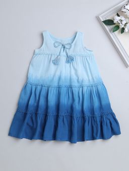 The Magic Wand - Blue Sleeveless Tie and Dye Tiered Dress