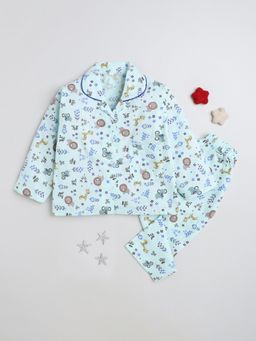The Magic Wand - Blue Full Sleeves Printed Shirt with Pajama