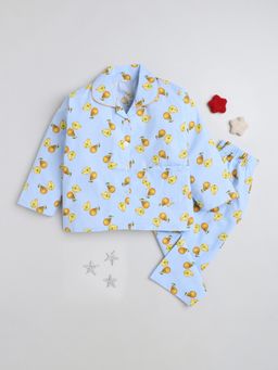 The Magic Wand - Blue Full Sleeves Avocado Print Shirt with Pajama