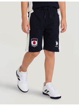 U.S. POLO ASSN. - Navy Blue Boys Mid Rise Solid Shorts