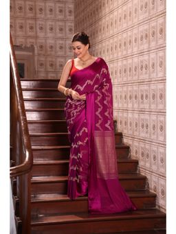 KAVVYA - Silk Handloom Saree with Unstitched Blouse - Purple