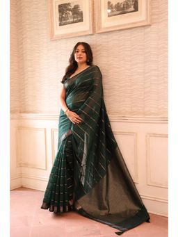 KAVVYA - Silk Handloom Saree with Unstitched Blouse - Green