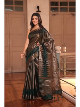 KAVVYA - Silk Handloom Saree with Unstitched Blouse - Green