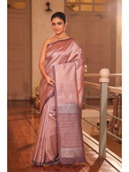 KAVVYA - Silk Handloom Saree with Unstitched Blouse - Pink