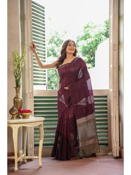 KAVVYA - Silk Handloom Saree with Unstitched Blouse - Purple
