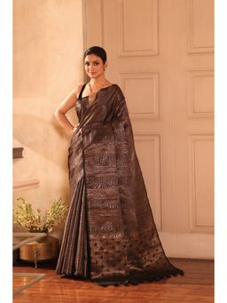 KAVVYA - Silk Handloom Saree with Unstitched Blouse - Black