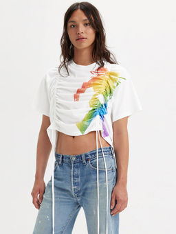 Levi's - Women White Cotton Crew Neck Graphic Printed T-Shirt