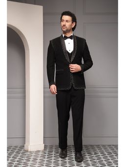 Soniya G - Men Cotton Blend Blazer with Waistcoat, Shirt, Pant and Bow Tie