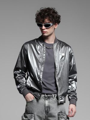 ヘドン　REBEL bomber シルバースレッド　Silver thread Buy Jack & Jones Silver Polyester Regular Fit Bomber Jacket (S) Online