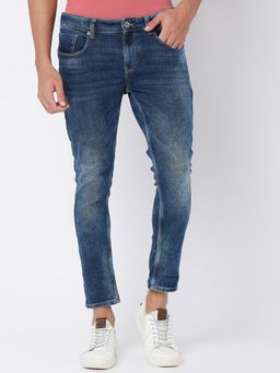 Spykar - Mid Blue Cotton Slim Fit Tapered Length Jeans for Men (kano)